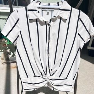 Sweet Rain Black and White Striped Button Down Shirt